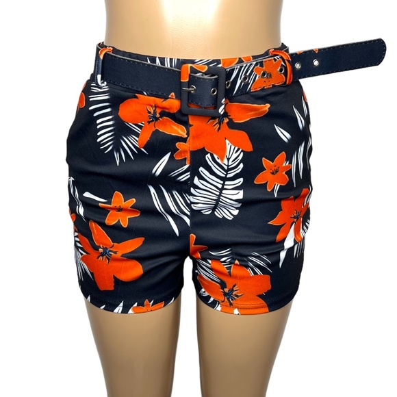 New Black and Orange Women Outfit Set Size M and L Stretchy Short and Wrap Top - Picture 6 of 7